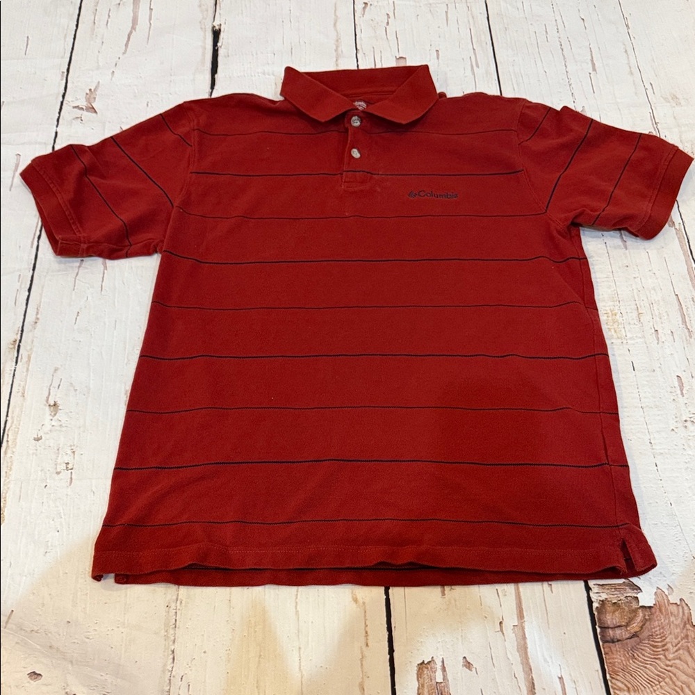 Columbia Men's Deep Red Striped Polo Shirt